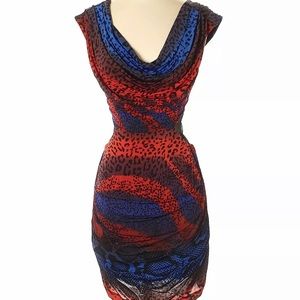 Bebe Open Back Ombré Animal Print Dress Sz XS